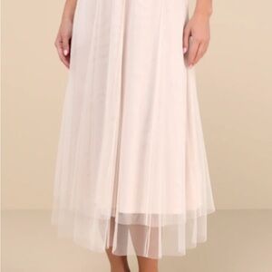Lulu's Cream sheer Maxi tulle Skirt NWT